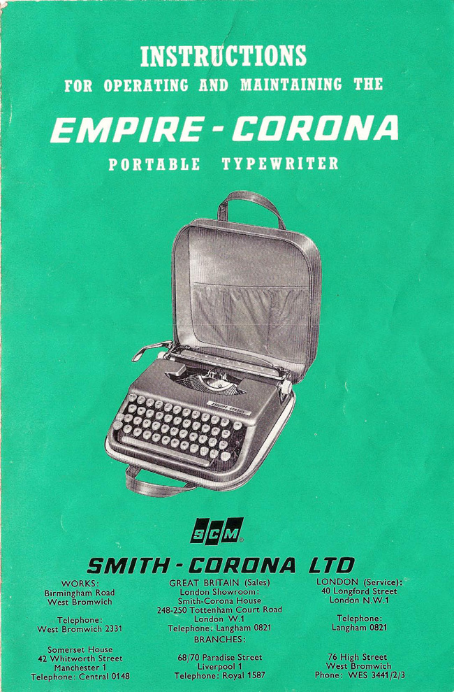 Empire-Corona portable typewriter manual